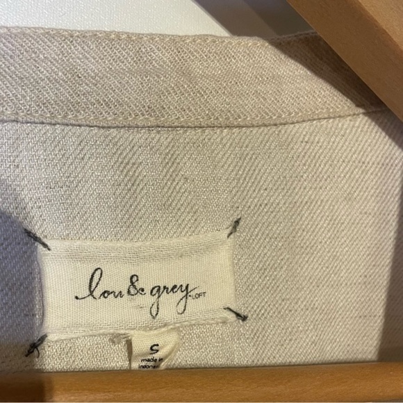 Lou and Grey 100% linen Jacket Open Face waterfall sweater Natural tan Flax S - Picture 8 of 12